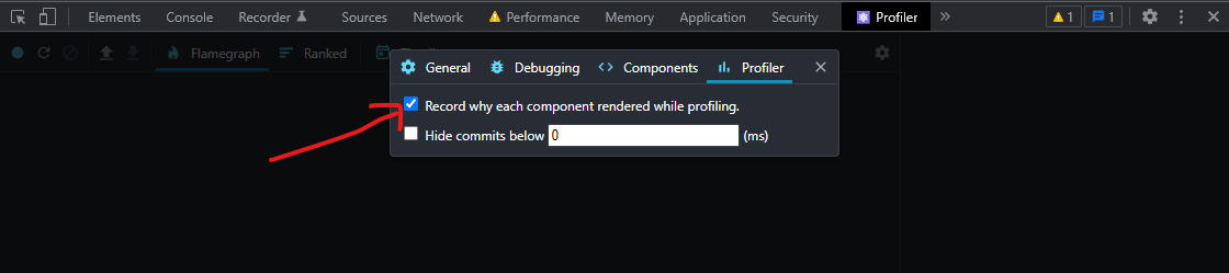 React profiler settings